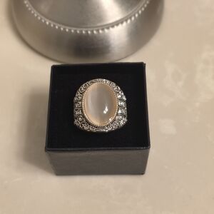 Silver Champagne Moonstone Ring Size 8.5